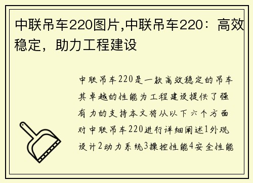 中联吊车220图片,中联吊车220：高效稳定，助力工程建设