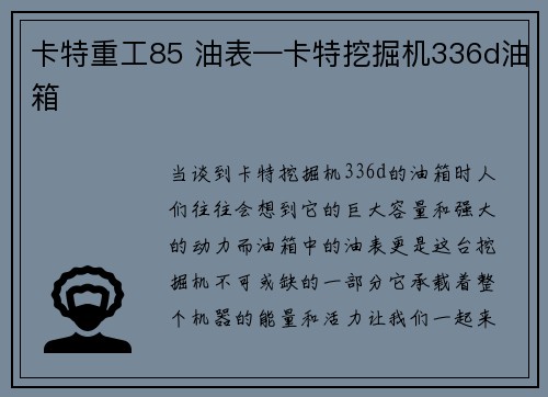 卡特重工85 油表—卡特挖掘机336d油箱